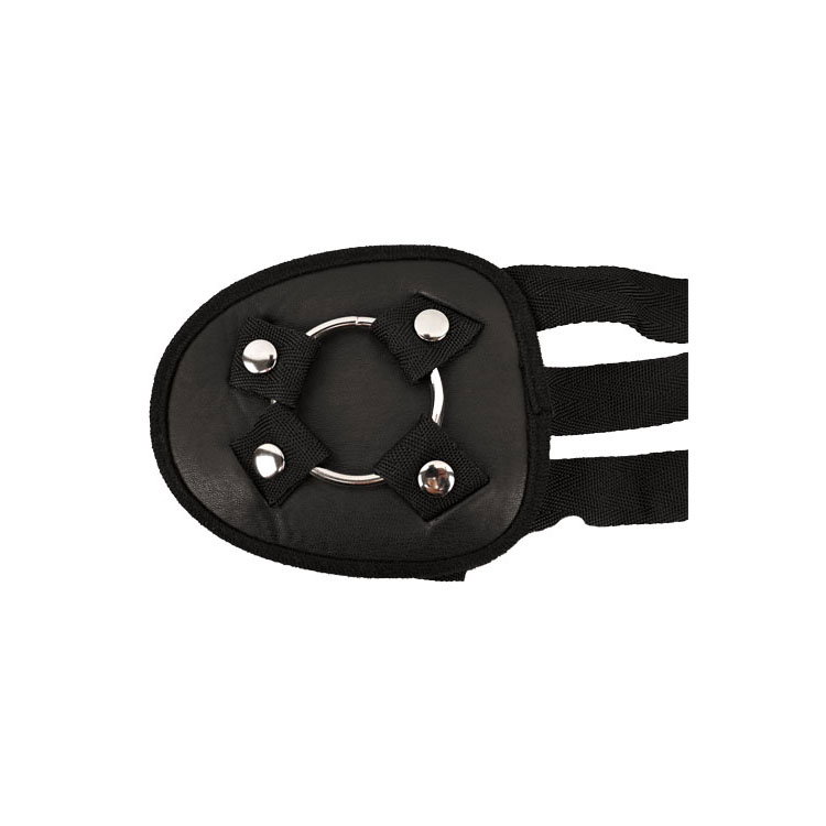 Adam & Eve Eve's Strap-On Harness in faux leather with two metal rings and adjustable straps